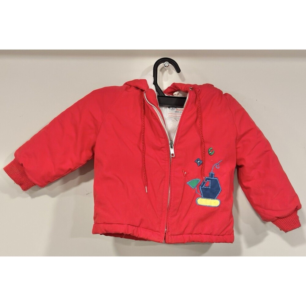 Vtg Gerber Red Coat Graphic Hooded Toddler Size 24 Months Winter Outdoors